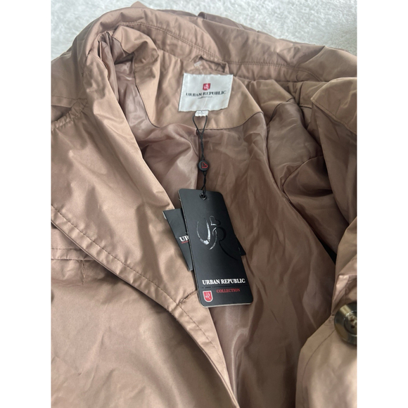 Urban Republic Women's Tan Trench Coat Rain Jacket Size Large NWT - Picture 8 of 12